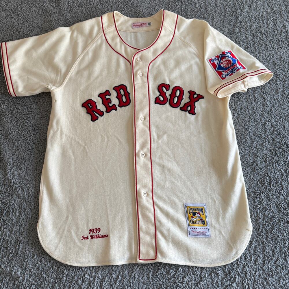 Authentic Wool Ted Williams Mitchell & Ness MLB Boston Red Sox 1939 Jersey 48-XL